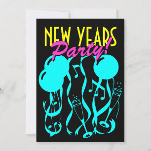 New years eve party invitations Neon colours