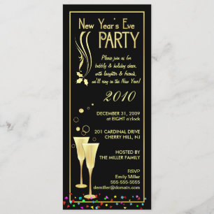 New Year's Eve Party Invitations - Slim Cards