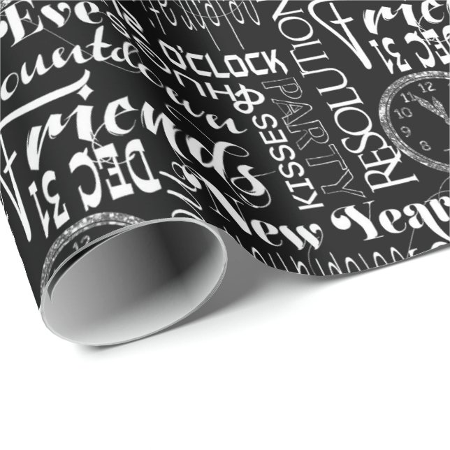 New Years eve party pattern clock tissue Wrapping Paper (Roll Corner)