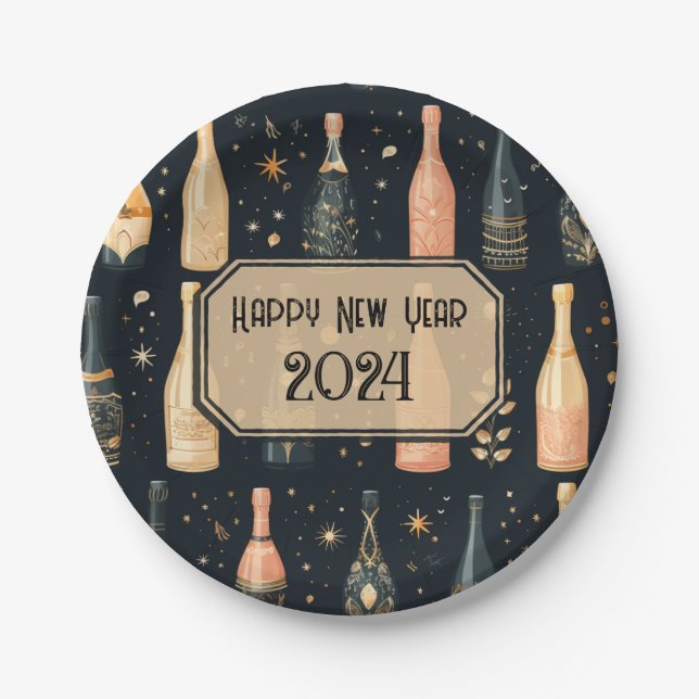 New Year's Eve Party Plates - Champagne Design  (Front)