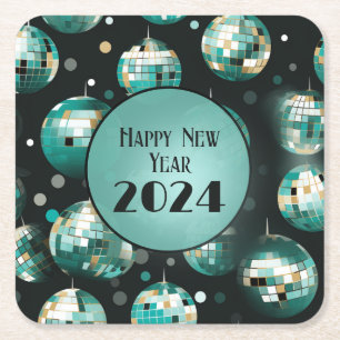New Year's Eve Party Plates - Disco Ball Design Square Paper Coaster