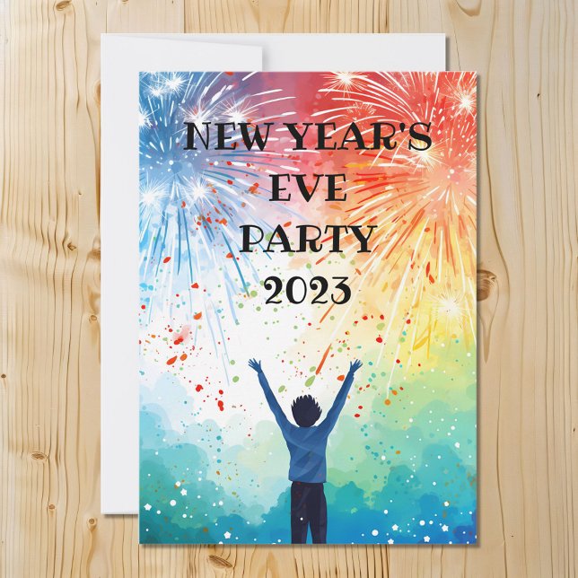 New Years Eve Party Rainbow Fireworks  Invitation (Creator Uploaded)