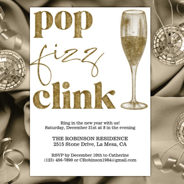 New Year's Eve Party Sparkle Gold Cheers Invitation (Creator Uploaded)