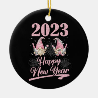 New Years Eve Party Supplies 2023 Gnome Happy Ceramic Ornament