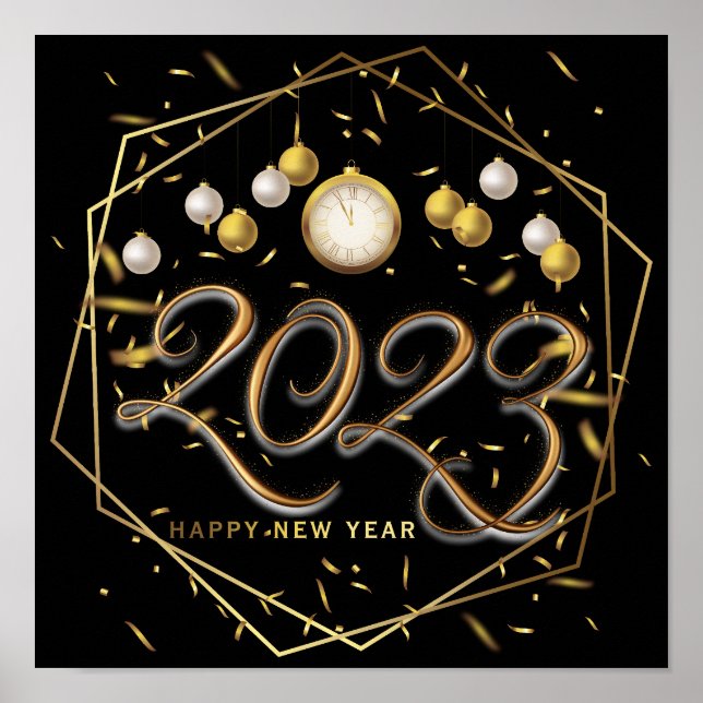 New Years Eve Party Supplies 2023 Happy New Year Poster (Front)