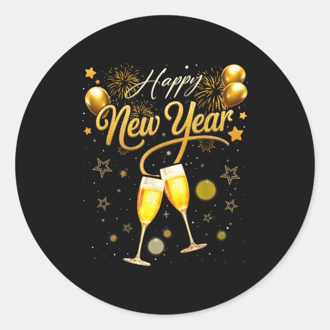 New Years Eve Party Supplies 2026 Happy New Year F Classic Round Sticker (Front)