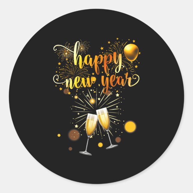 New Years Eve Party Supplies 2026 Happy New Year F Classic Round Sticker (Front)