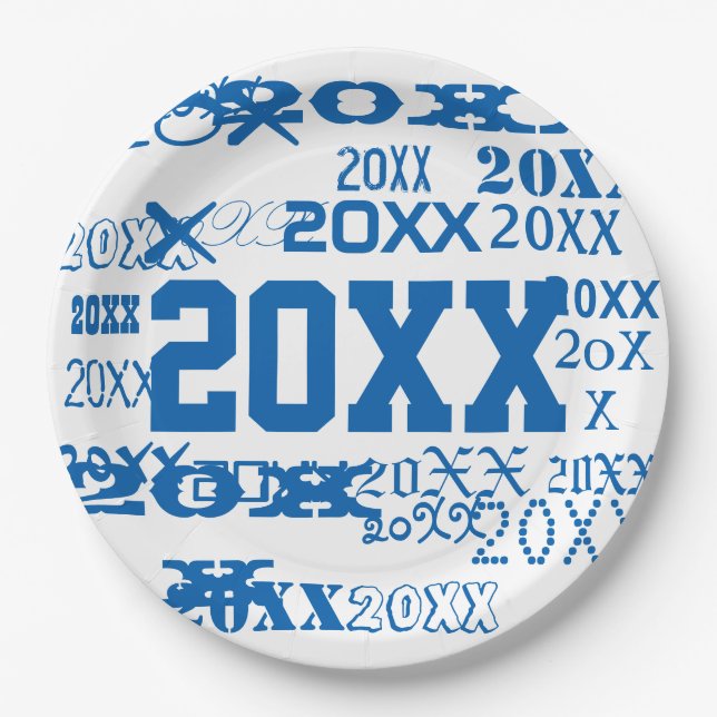 New Year's Eve Party Supplies Repeat Year Pattern Paper Plate (Front)