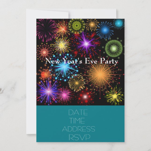 New Year's Eve party with colourful fireworks Invitation (Front)