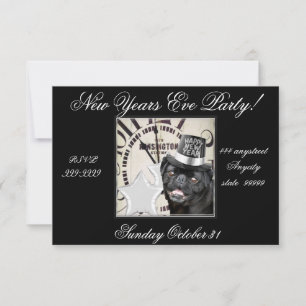 New Year's Eve pug dog party invitation