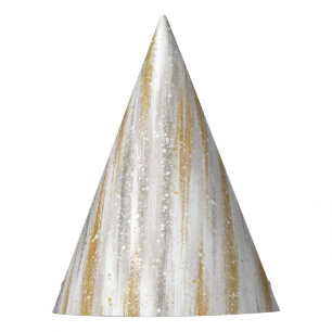 New Year's Eve Silver Gold Stripes Celebration Party Hat