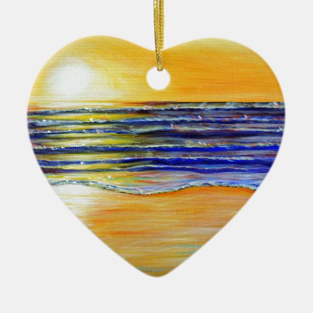 New Year's Eve Sunset Painting Ceramic Tree Decoration (Front)