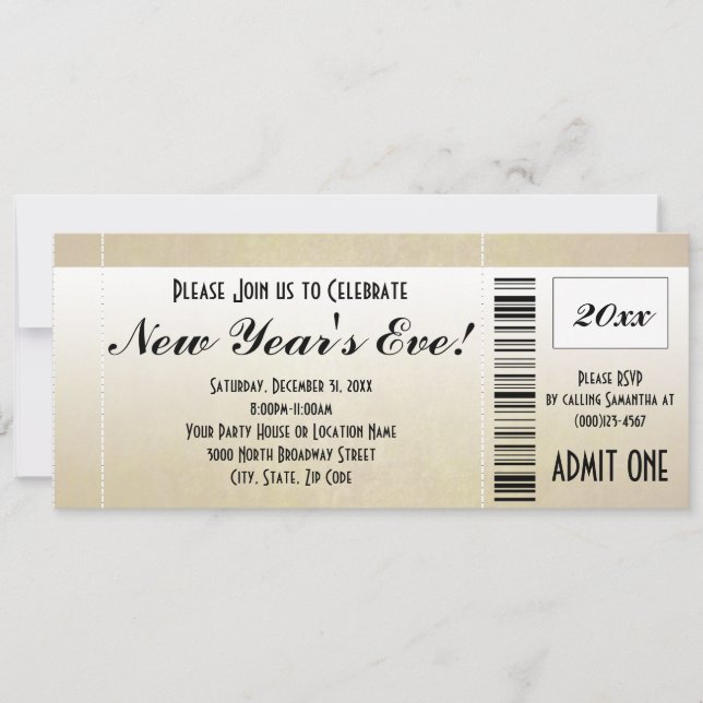 New Year's Eve Ticket Invitation (Front)