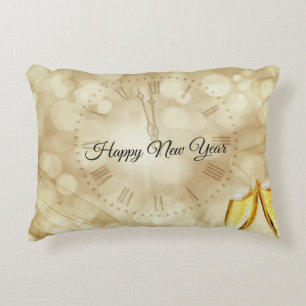 New Year's Eve with champagne glasses  Decorative Cushion