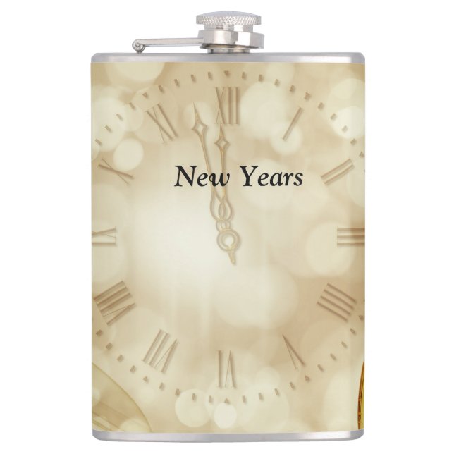 New Year's Eve with champagne glasses    Hip Flask (Front)