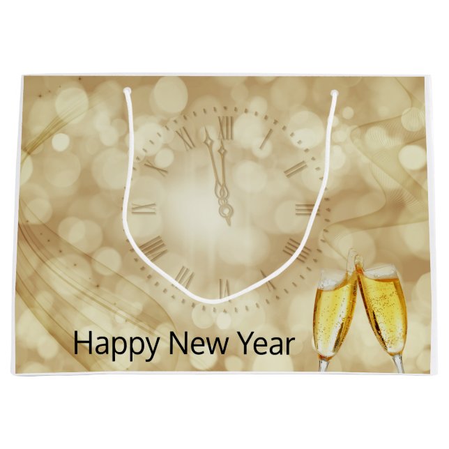 New Year's Eve with champagne glasses  Large Gift Bag (Front)