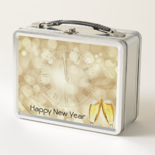 New Year's Eve with champagne glasses  Metal Lunch Box