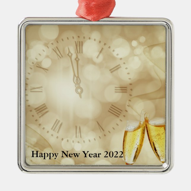 New Year's Eve with champagne glasses  Metal Ornament (Front)