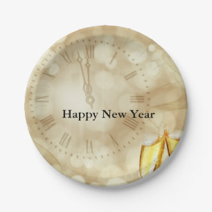 New Year's Eve with champagne glasses Paper Plate