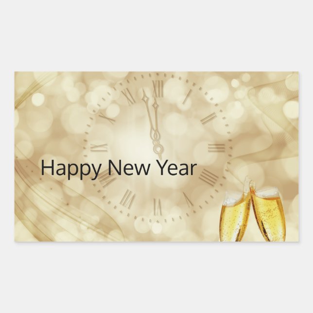 New Year's Eve with champagne glasses    Rectangular Sticker (Front)