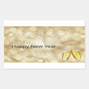New Year's Eve with champagne glasses Rectangular Sticker