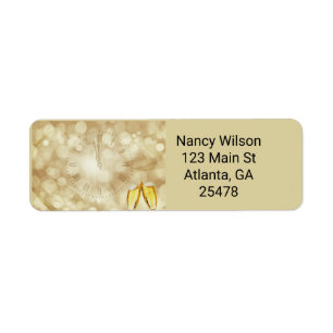 New Year's Eve with champagne glasses  Return Address Label