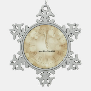 New Year's Eve with champagne glasses   Snowflake Pewter Christmas Ornament
