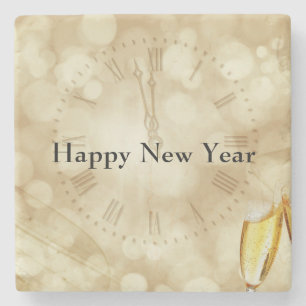 New Year's Eve with champagne glasses  Stone Coaster