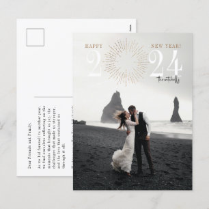 New Years Fireworks Burst Elegant Holiday Postcard