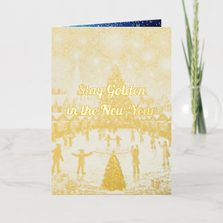 New Year's greetings in gold with a unique design Foil Holiday Card