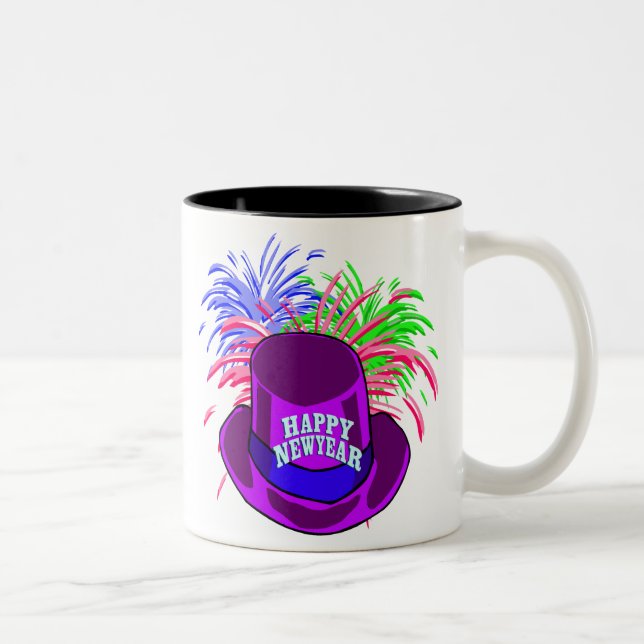 New Year's Hat And Fire Works Mug (Right)