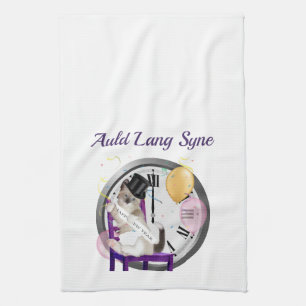 New Year's Kitten Personalised Kitchen Towel