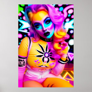 New Year's Love Cyborg R-10 Ken Gauge Retrowave Poster