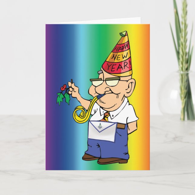 New Years Mason kiss Holiday Card (Front)