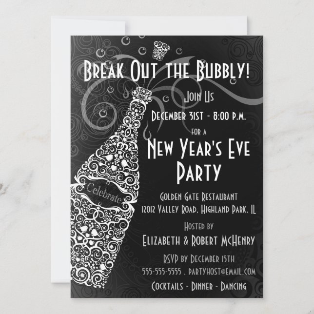 New Year's Party Champagne Celebration Invitation (Front)