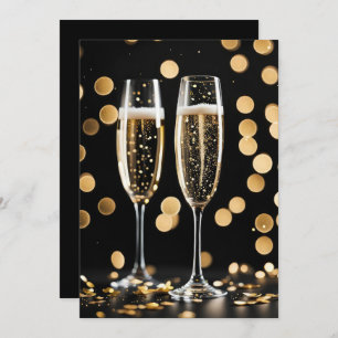 New Year's Party Champagne Glasses Invitation