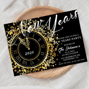 New Years Party, Cheers, Gold, Elegant  Invitation