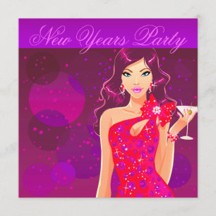 New Years Party Club Flyer purple/red Invitation