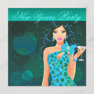 New Years Party Club Flyer teal/aqua Invitation