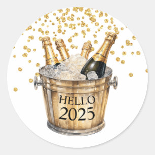 New Years Party Hello 2025 Classic Round Sticker