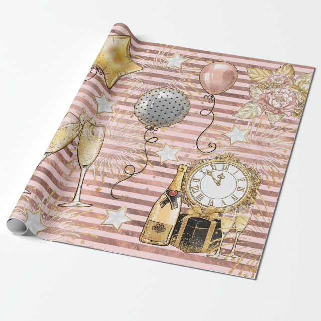 New Year's Party  Wrapping Paper (Unrolled)