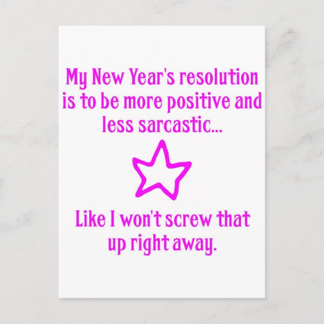 New Year's Resolution Holiday Postcard (Front)