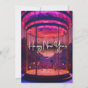 New Year's Skies Aglow: Hot Air Balloon Festival Holiday Card