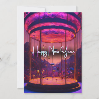 New Year's Skies Aglow: Hot Air Balloon Festival Holiday Card