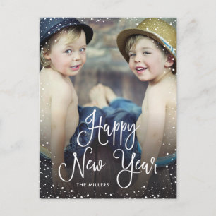 New Years Snow Holiday Photo Postcard