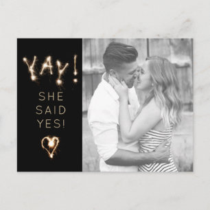 New Year's Sparkler Save The Date She Said Yes Postcard