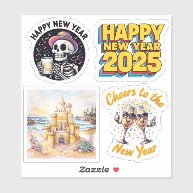 New Years Stickers, 2025 Stickers, New Years (Sheet)