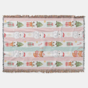 New Year's texture of fabric and packaging, bears Throw Blanket