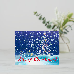 New Year's tree , merry christmas Foil Holiday Postcard