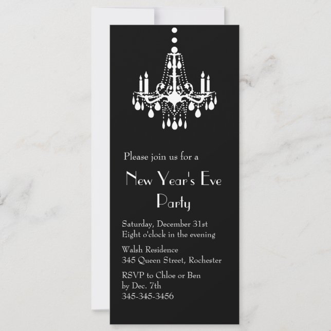 New Years under the Lights Invitation (black) (Front)